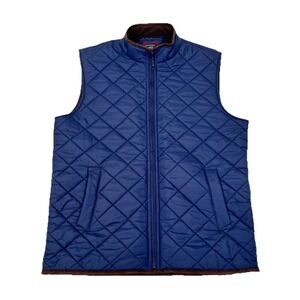 UNTUCKit Mens Quilted Puffer Vest Medium Navy Blue Full Zip Fleece Lined